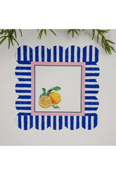 Decorative Edge Lemon Patterned Washable Fabric Cocktail Napkin 1 Piece